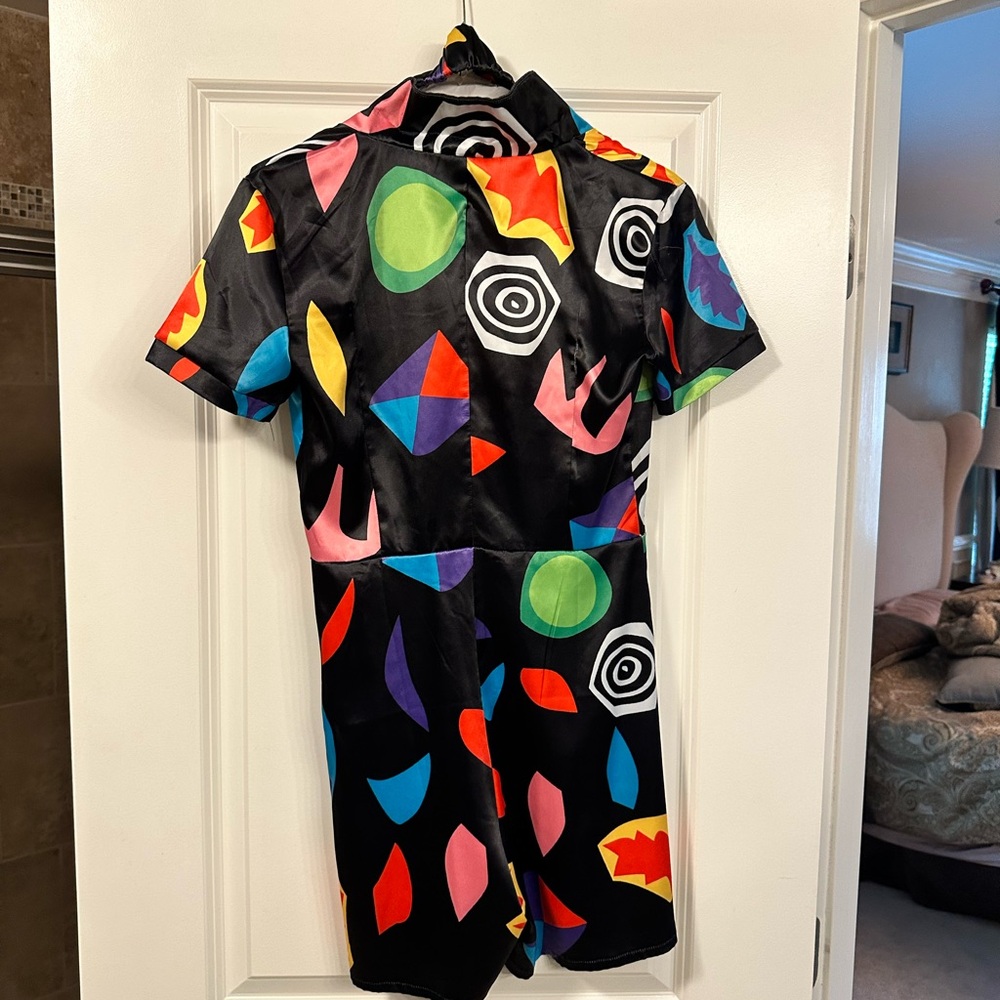 Colorful Patterned Women's Romper - Picture 3 of 4